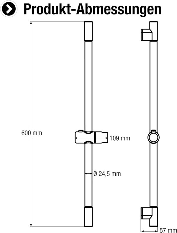 Barra de chuveiro, cromada 60 x 10,9 x 5,7cm Cornat TECB3440