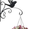 3 Suportes Decorativos de Parede em Ferro para Vasos - Gancho com Pássaro (30 × 28 cm até 10 kg)