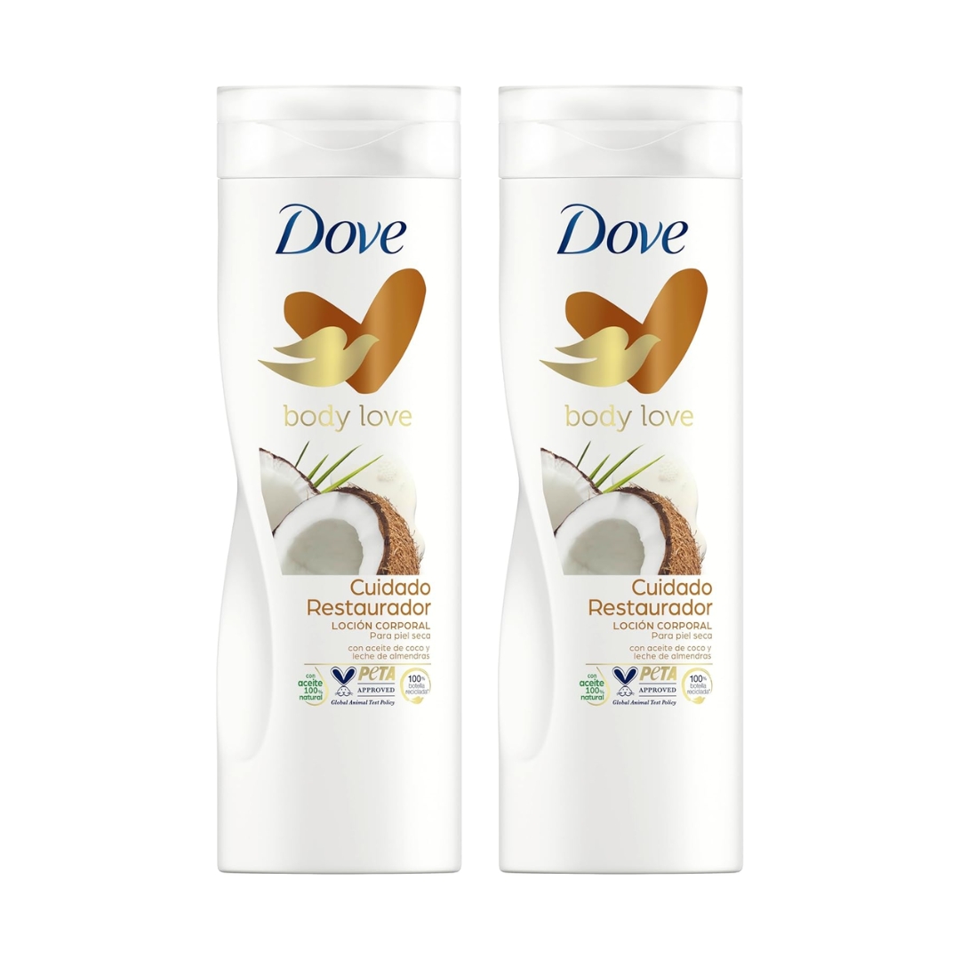 Creme Hidratante Corporal Restaurador Dove com Óleo de Coco e Leite de Amêndoas Pack 2 X 400 Ml