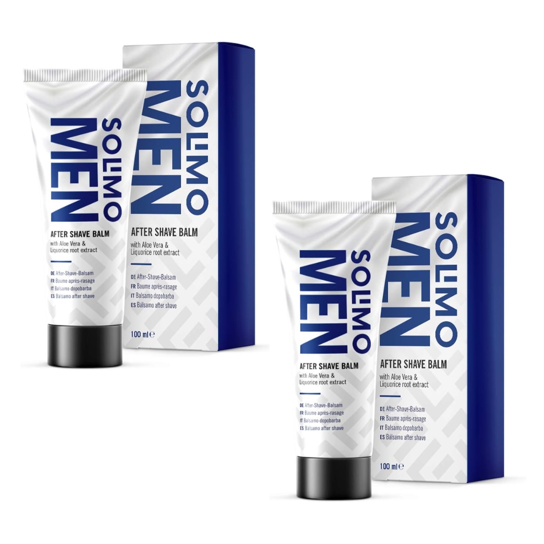 After Shave Bálsamo Barba Homem Solimo 2 em 1 com Aloe Vera e Alcaçuz – Pack 2×100 ml