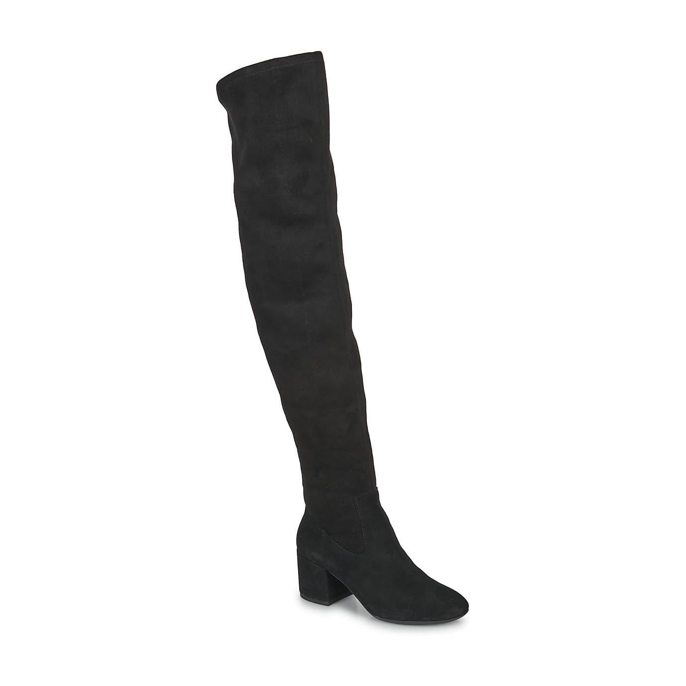 (37.5) Botas Cano Alto Geox D Eleana I com Salto para Mulher - Camurça Negro