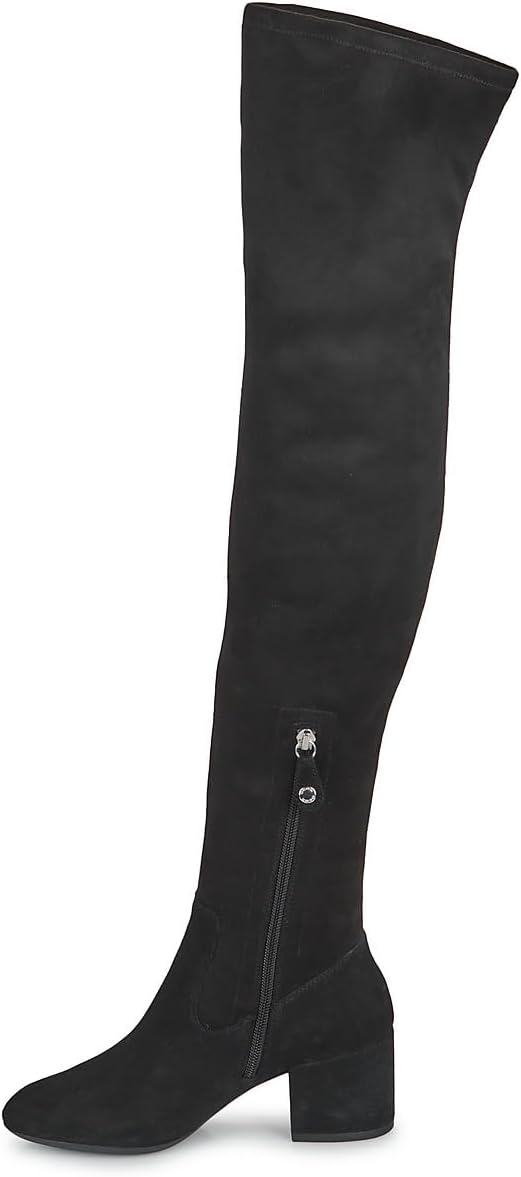 (37.5) Botas Cano Alto Geox D Eleana I com Salto para Mulher - Camurça Negro