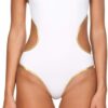 (36) Fato de Banho Mulher Arena One Big Logo - Branco e Dourado