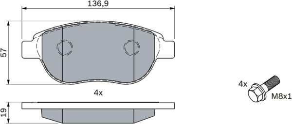 BOSCH 0 986 494 038 Pastilhas de travão com acessórios 18.2mm