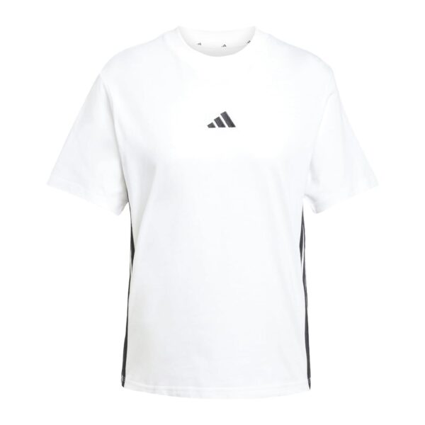 (L) T-Shirt adidas Essentials 3-Stripes Algodão Branco e Preto Mulher