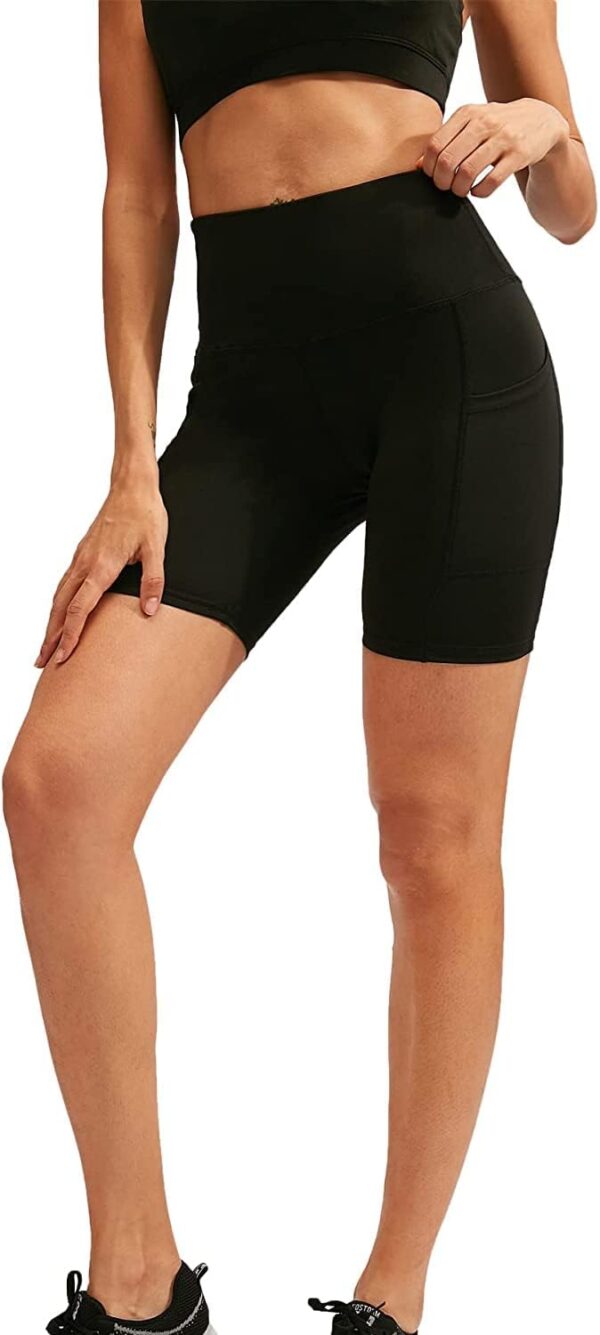 (M) Calções Desporto Cintura Alta para Mulher 2 Bolsos Laterais