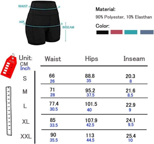 (M) Calções Desporto Cintura Alta para Mulher 2 Bolsos Laterais