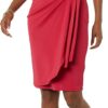 (XL) Vestido com falso cruzado com gola barco e manga Amazon Essentials Himbeerrot