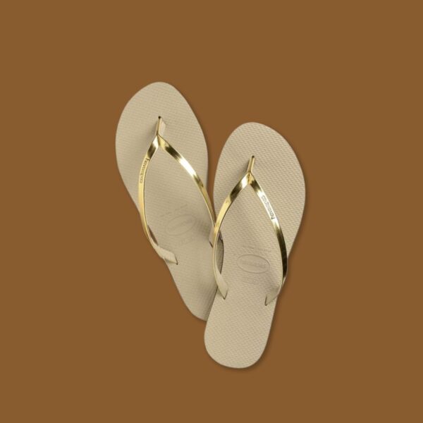 (39/40) Sandálias Havaianas You Metallic Tiras Metálicas Tacão Pequeno Mulher