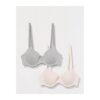 (85C) Sutiã Algodão Amazon Essentials Pack 2 Cinzento e Rosa