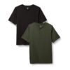 (S) T-Shirt Henley Amazon Essentials Manga Curta Algodão 2 Unidades Oliva/Preto