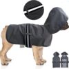 Capa de chuva para Cães (4XL) LeerKing Impermeável Forro Suave Cinzento