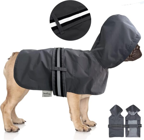 Capa de chuva para Cães (4XL) LeerKing Impermeável Forro Suave Cinzento