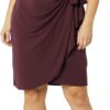 (XL) Vestido cruzado clássico com mangas curtas para Mulher Amazon Essentials Bordô
