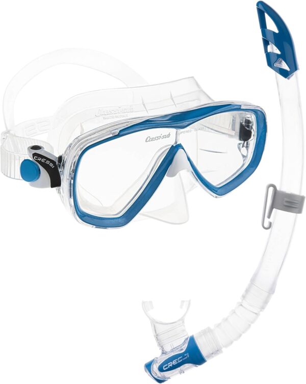Conjunto CRESSI Máscara + Snorkel Tamanho Adulto Azul