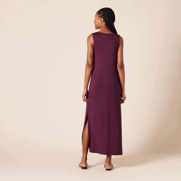 (XXL) Vestido Longo Jersey Decote em V Abertura Lateral Amazon Essentials