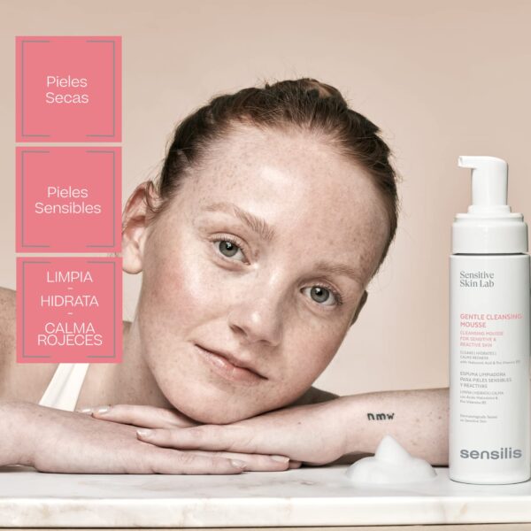 (2 Uni.) Espuma de Limpeza para Pele Sensível com Ácido Hialurónico e Vitamina B5 200 Ml Sensilis Gentle