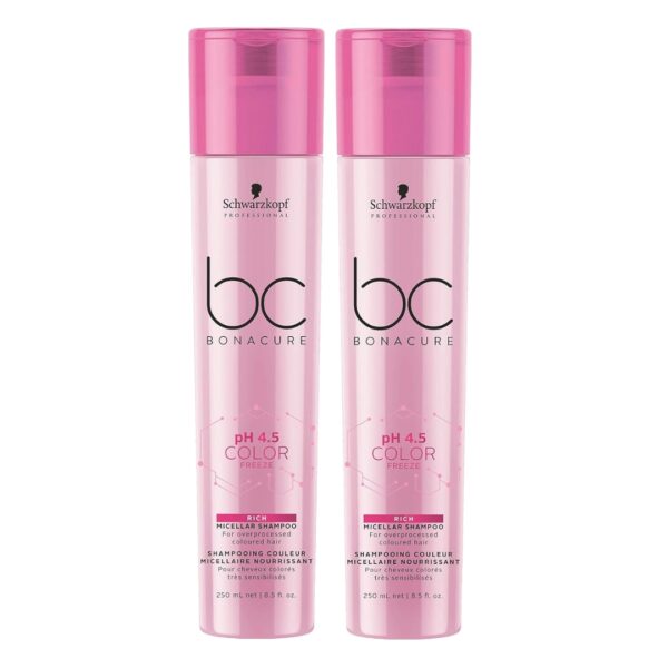 Champô Schwarzkopf BC Bonacure pH 4.5 Color Freeze Micellar Rich Pack 2 Unidades – Cabelo Pintado, Brilho e Proteção