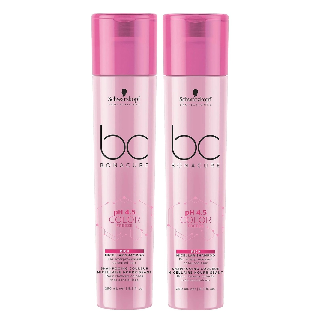 Champô Schwarzkopf BC Bonacure pH 4.5 Color Freeze Micellar Rich Pack 2 Unidades – Cabelo Pintado, Brilho e Proteção