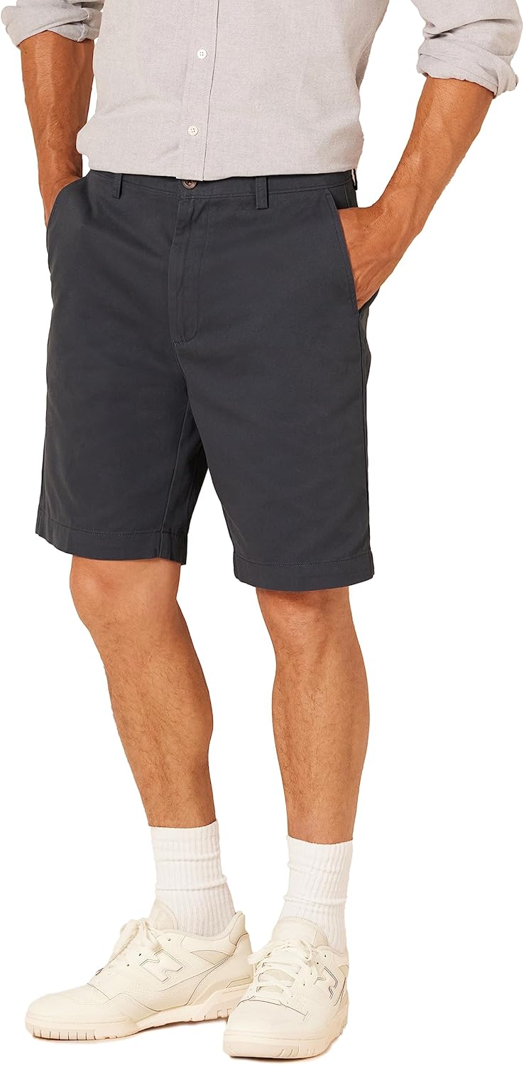 (33W) Calções Chino Corte Clássico Azul Marinho Amazon Essentials