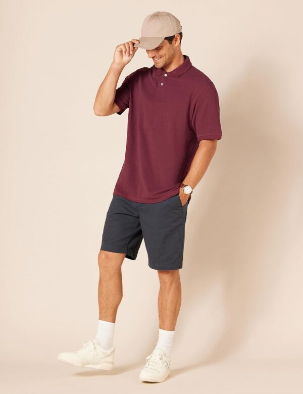 (L) Polo Algodão Piquet Amazon Essentials Corte Regular Bordeaux Homem