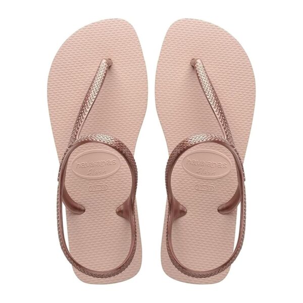 (43/44) Sandálias Havaianas Flash Urban Mulher Tiras Metálicas Ballet Rose