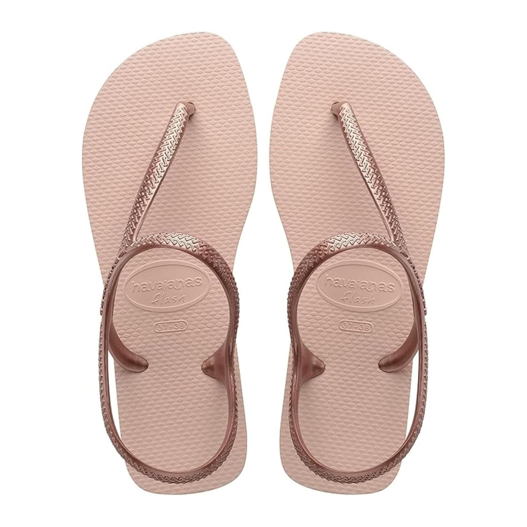 (43/44) Sandálias Havaianas Flash Urban Mulher Tiras Metálicas Ballet Rose