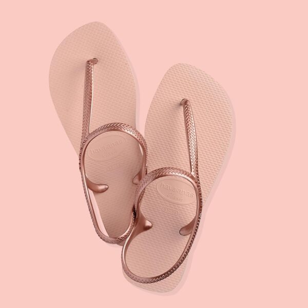 (43/44) Sandálias Havaianas Flash Urban Mulher Tiras Metálicas Ballet Rose