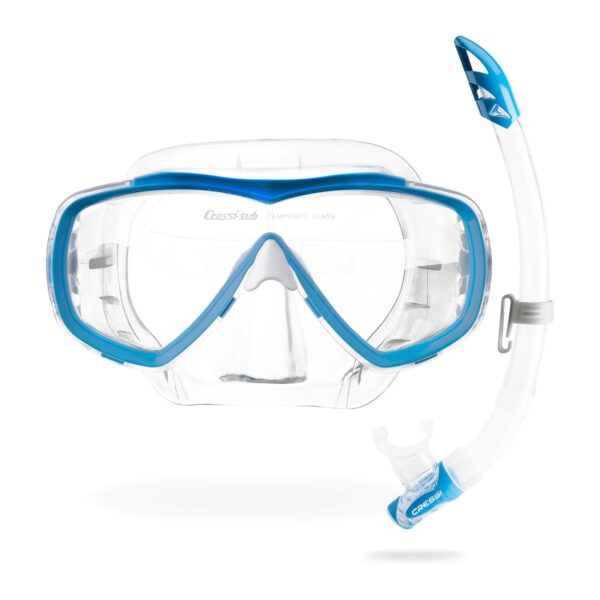 Conjunto CRESSI Máscara + Snorkel Tamanho Adulto Azul