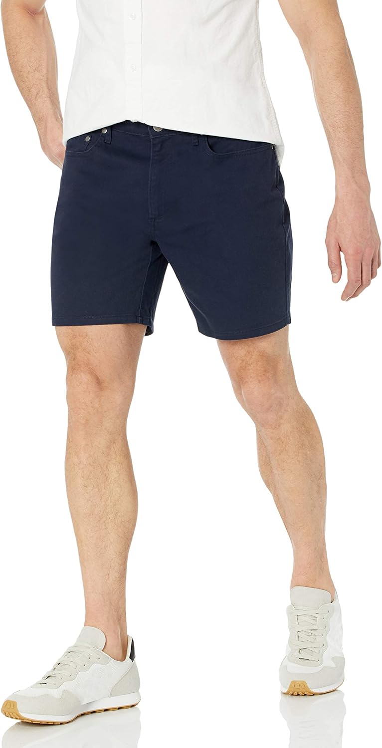 (36W) Calções justos em tecido elástico Amazon Essentials Azul Medianoche