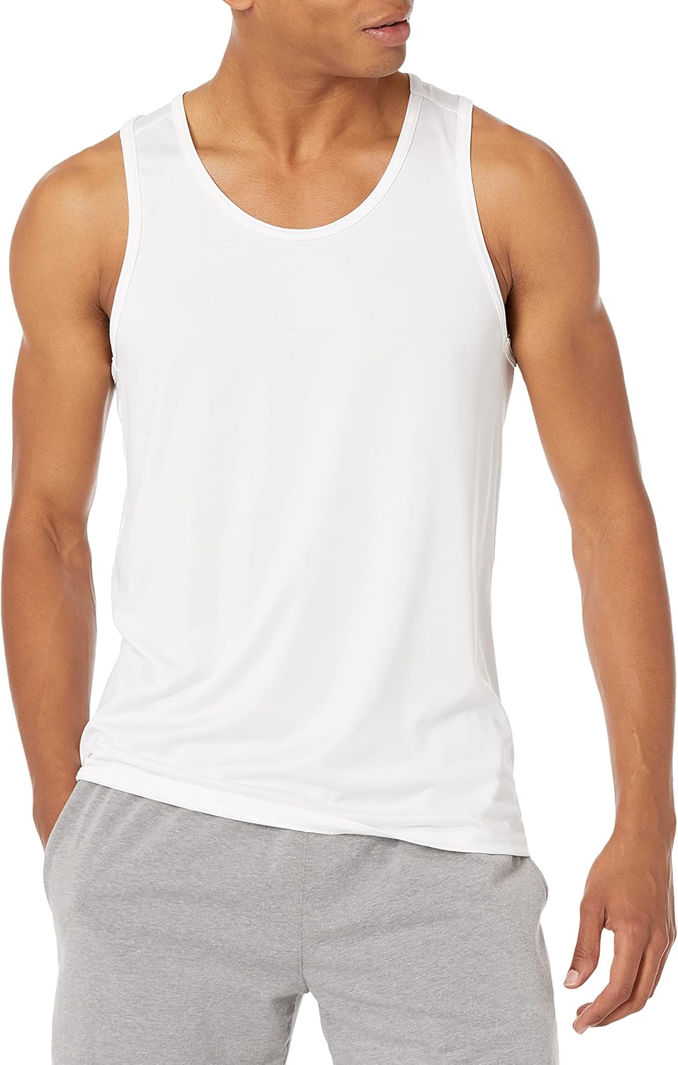 (L) Top Ginásio Amazon Essentials Função Stretch Leve Secagem Rápida Branco Homem