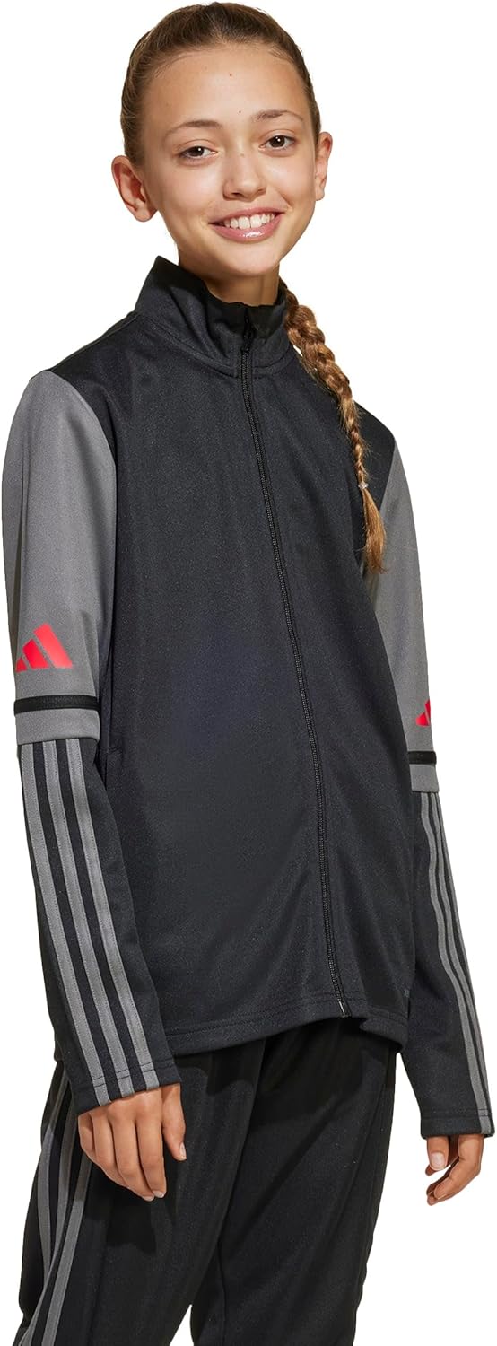 (11-12 Anos) Casaco de Treino adidas SQUADRA25 Preto/Cinzento/Coral Unissexo