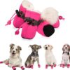 (S) Botas para Cão Pequeno e Médio Antiderrapantes Laváveis Rosa