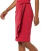 (XL) Vestido com falso cruzado com gola barco e manga Amazon Essentials Himbeerrot