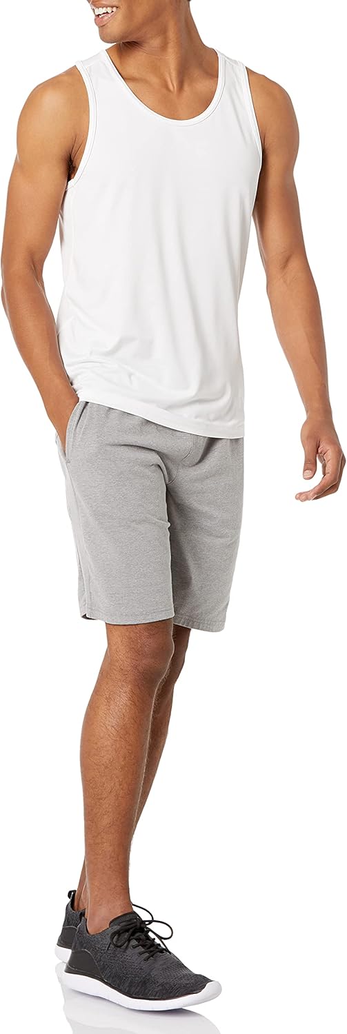 (L) Top Ginásio Amazon Essentials Função Stretch Leve Secagem Rápida Branco Homem