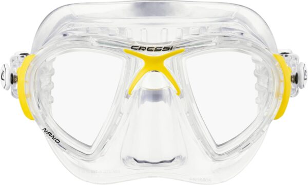 Máscara Mergulho Cressi Nano Crystal Unissexo Adulto Silicone Transparente Amarelo
