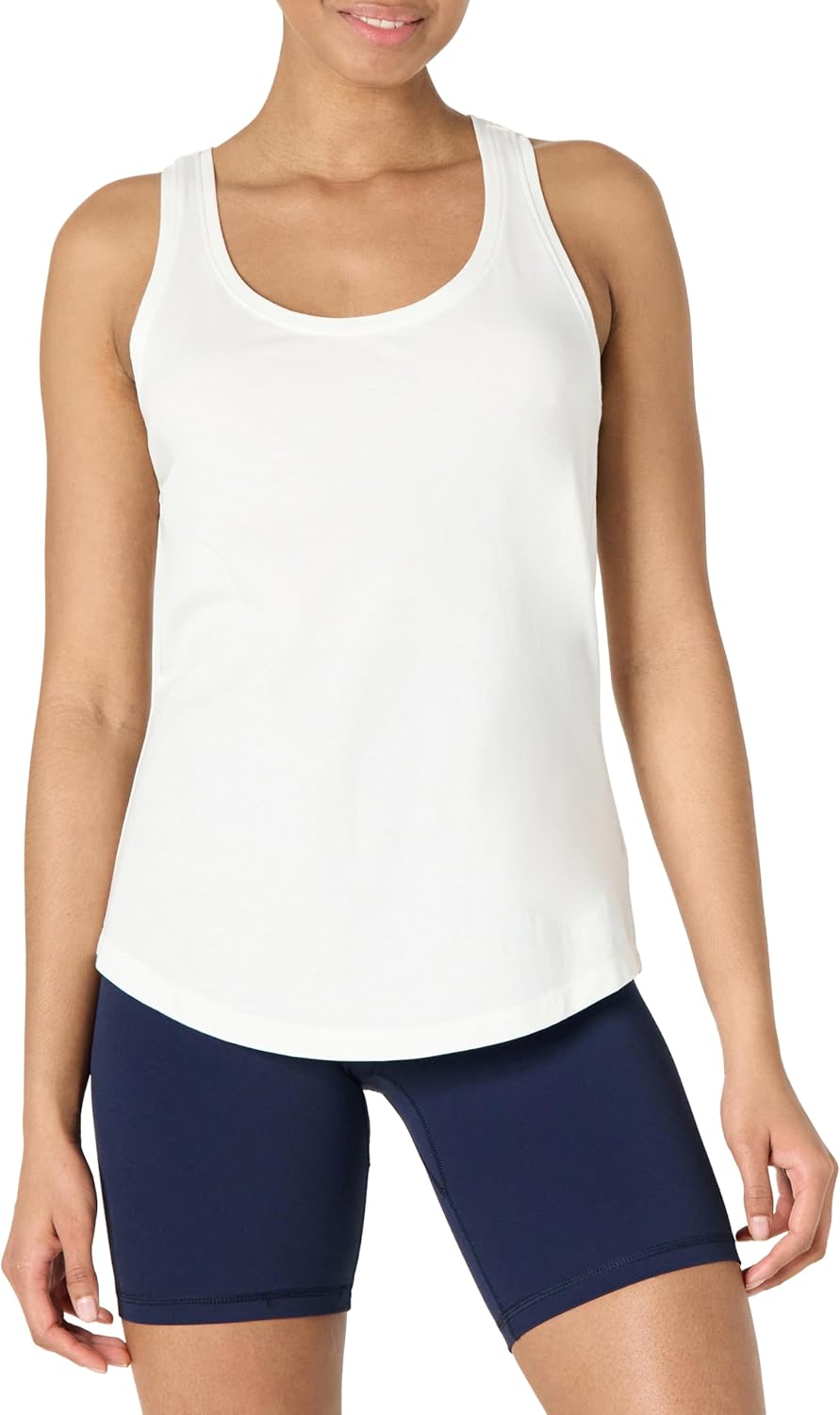 (M) Top Yoga Active Soft Cotton Amazon Essentials U-Aussado Racerback Relaxed Fit Branco
