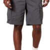 (34W) Calções Cargo Classic-Fit Amazon Essentials 25 cm Big & Tall Cinzento Escuro