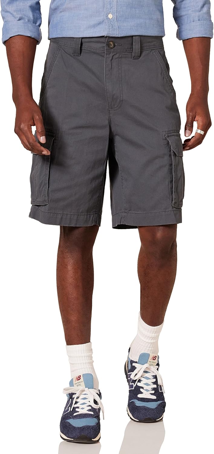 (34W) Calções Cargo Amazon Essentials Classic-Fit Cinzento Escuro