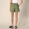 (42-44W) Calções Mulher Tiro Alto Corte Reto Verde Oliva Amazon Essentials