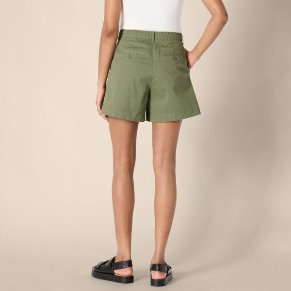 (42-44W) Calções Mulher Tiro Alto Corte Reto Verde Oliva Amazon Essentials