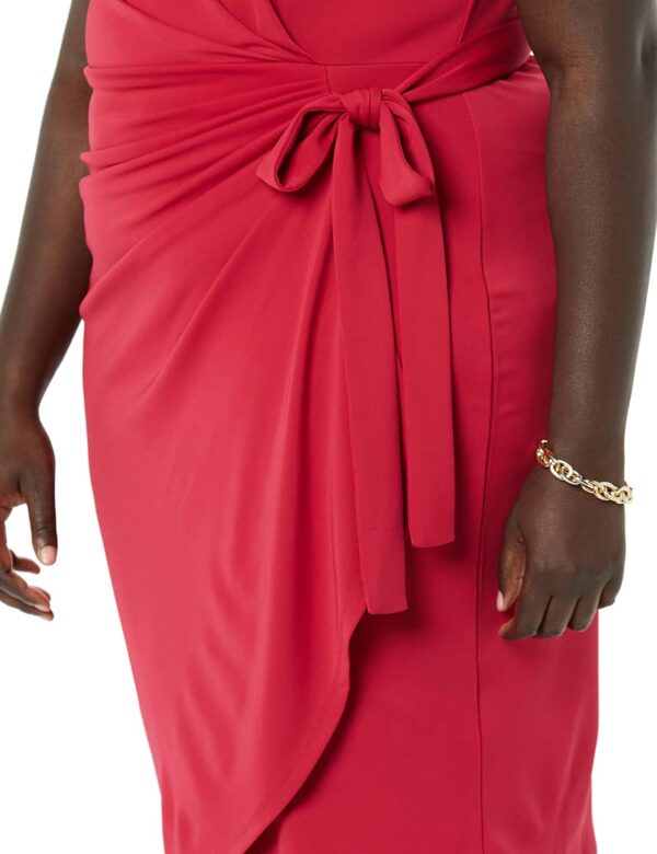 (XL) Vestido com falso cruzado com gola barco e manga Amazon Essentials Himbeerrot