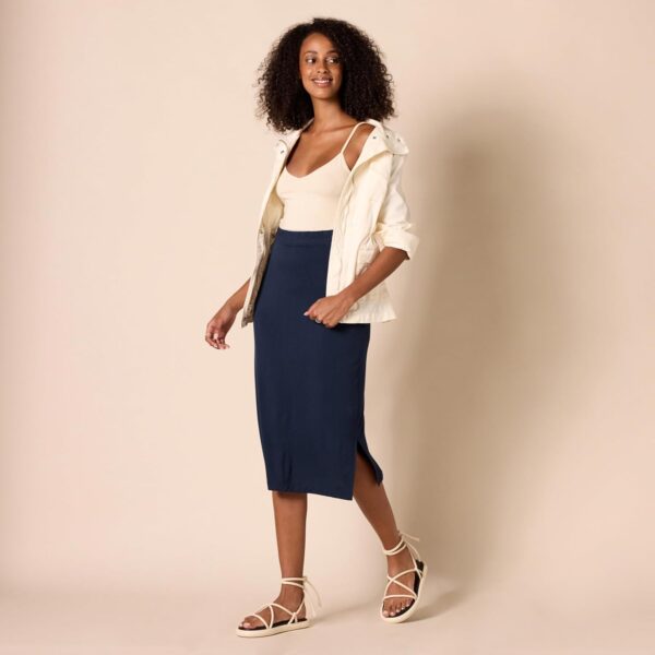 71XOxE43PrL._AC_SL1500_ (S) Saia Midi Malha Amazon Essentials sem fecho Azul Marinho Mulher