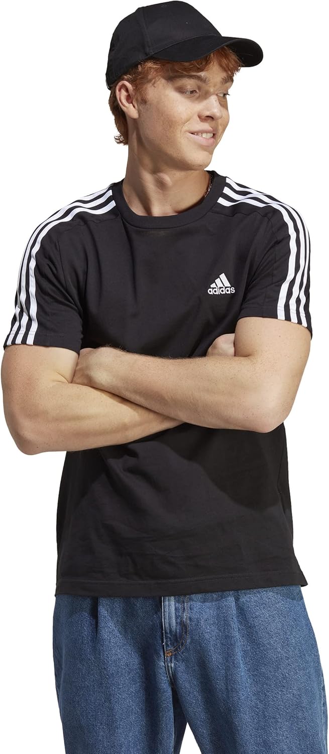 (S) T-Shirt adidas Essentials 3-Stripes Preto/Branco