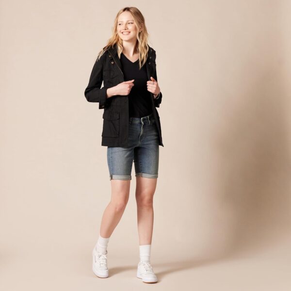 (48) Calções de Ganha Bermuda Corte Justo Denim Lavagem Vintage 23 cm