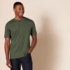(S) T-Shirt Henley Amazon Essentials Manga Curta Algodão 2 Unidades Oliva/Preto