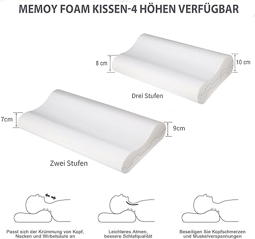 Almofada Cervical de Espuma Viscoelástica 35x50 cm Ortopédica Ergonómica