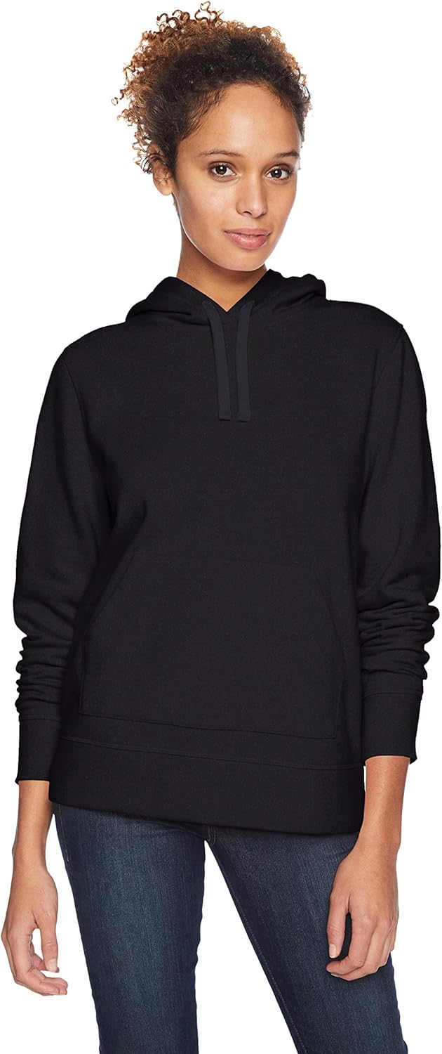 (XL) Sweatshirt com Capuz Amazon Essentials Fleece Corte Regular Preto Mulher