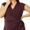 (XL) Vestido cruzado clássico com mangas curtas para Mulher Amazon Essentials Bordô
