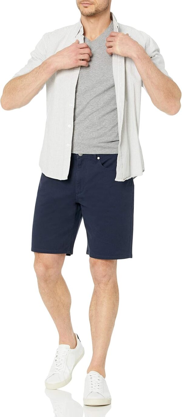 (34W) Calções Curtos Tecido Elástico Corte Reto com 5 bolsos Amazon Essentials Azul Meia-Noite